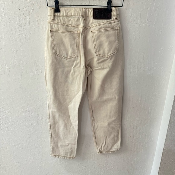 Reclaimed Vintage Ecru Cream Brown Stitching 90s Tapered Mom Fit Jeans 4 - Picture 7 of 13